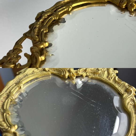 Antique Brass Vanity Mirror with Cover - Picture 15 of 16